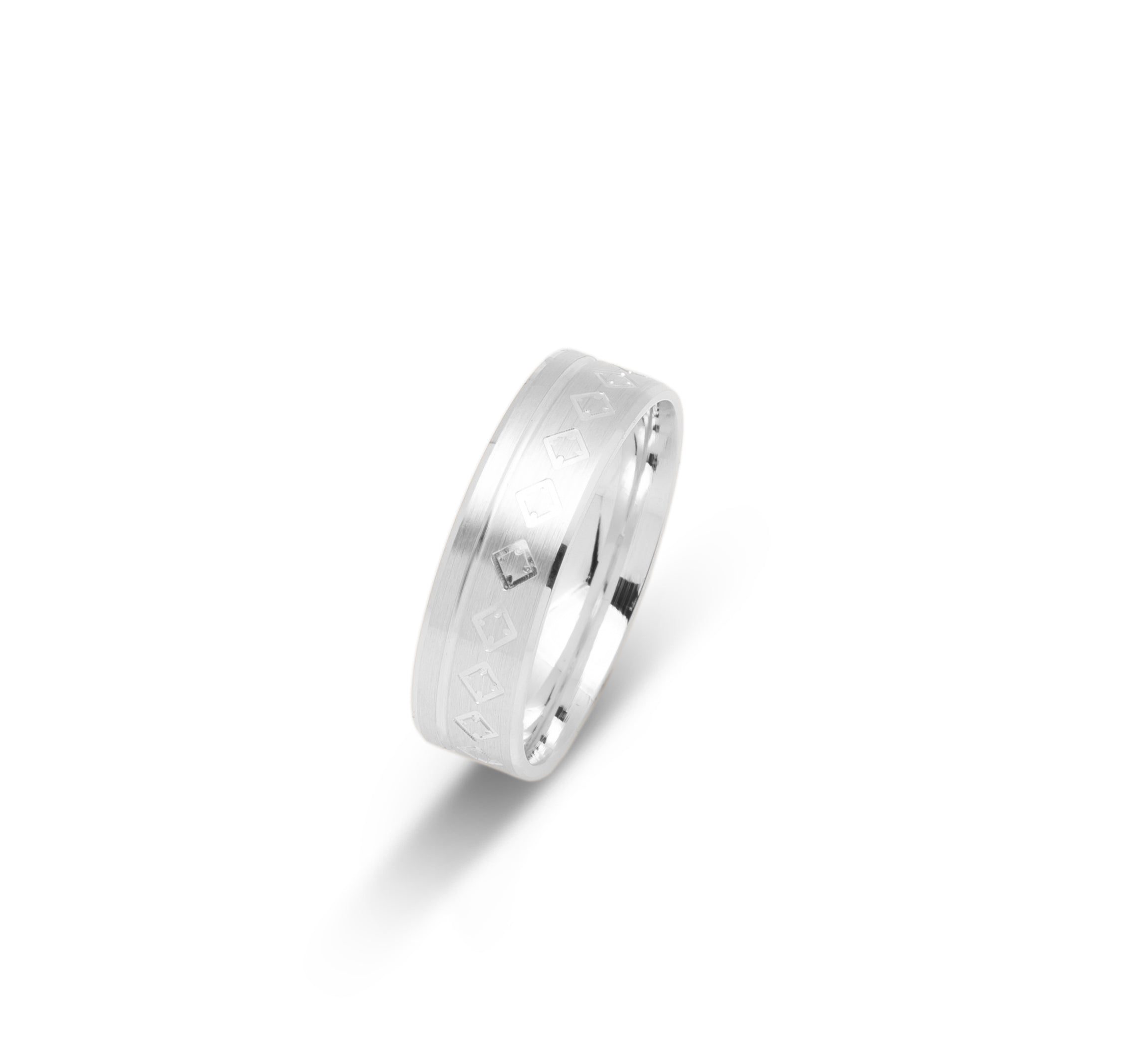 Wedding Band Ring - 10K Gold Diamond & Satin Finish 6mm - RIG609