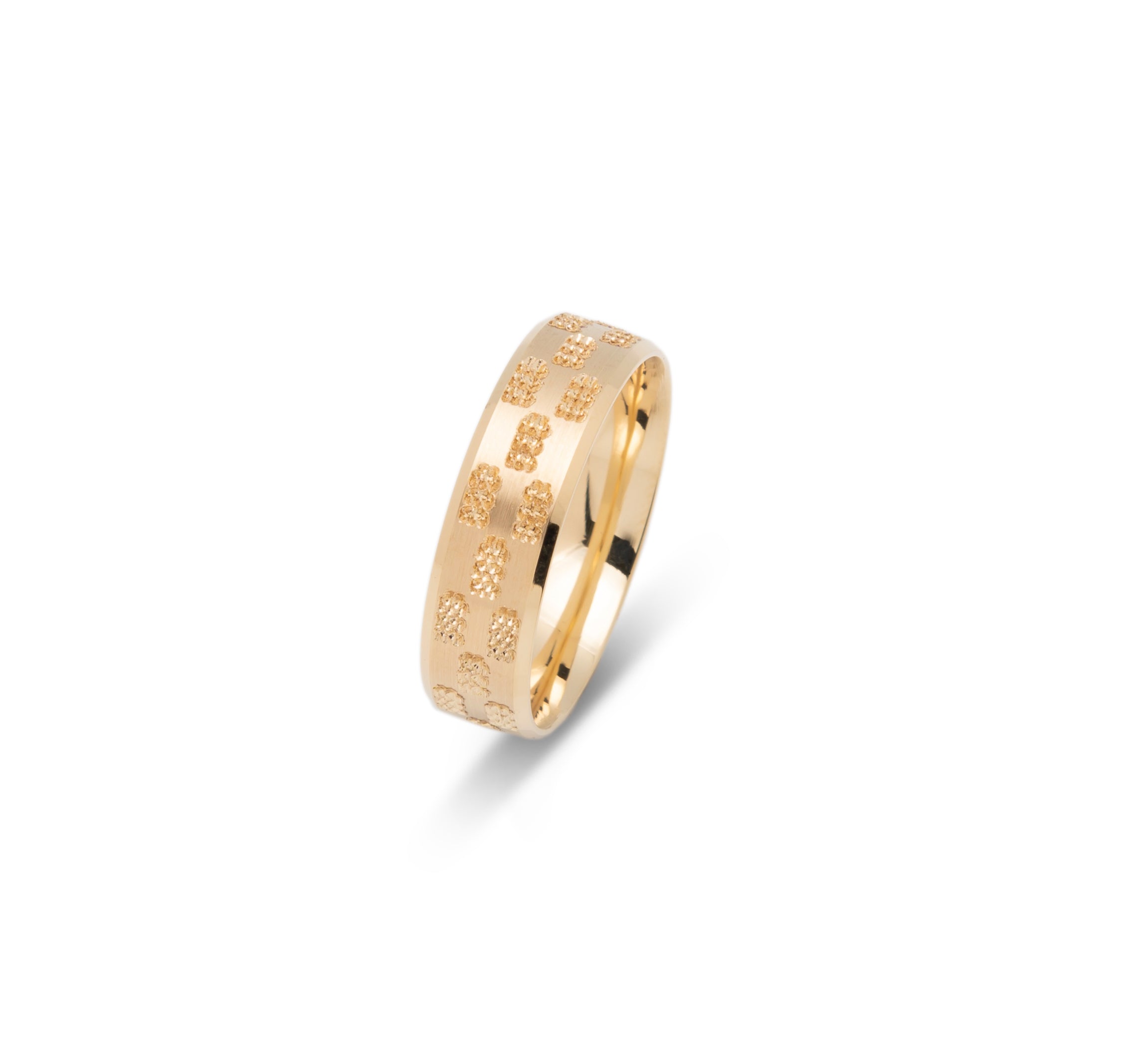 Ring - 10K Gold 6mm checkerboard pattern - RIG613