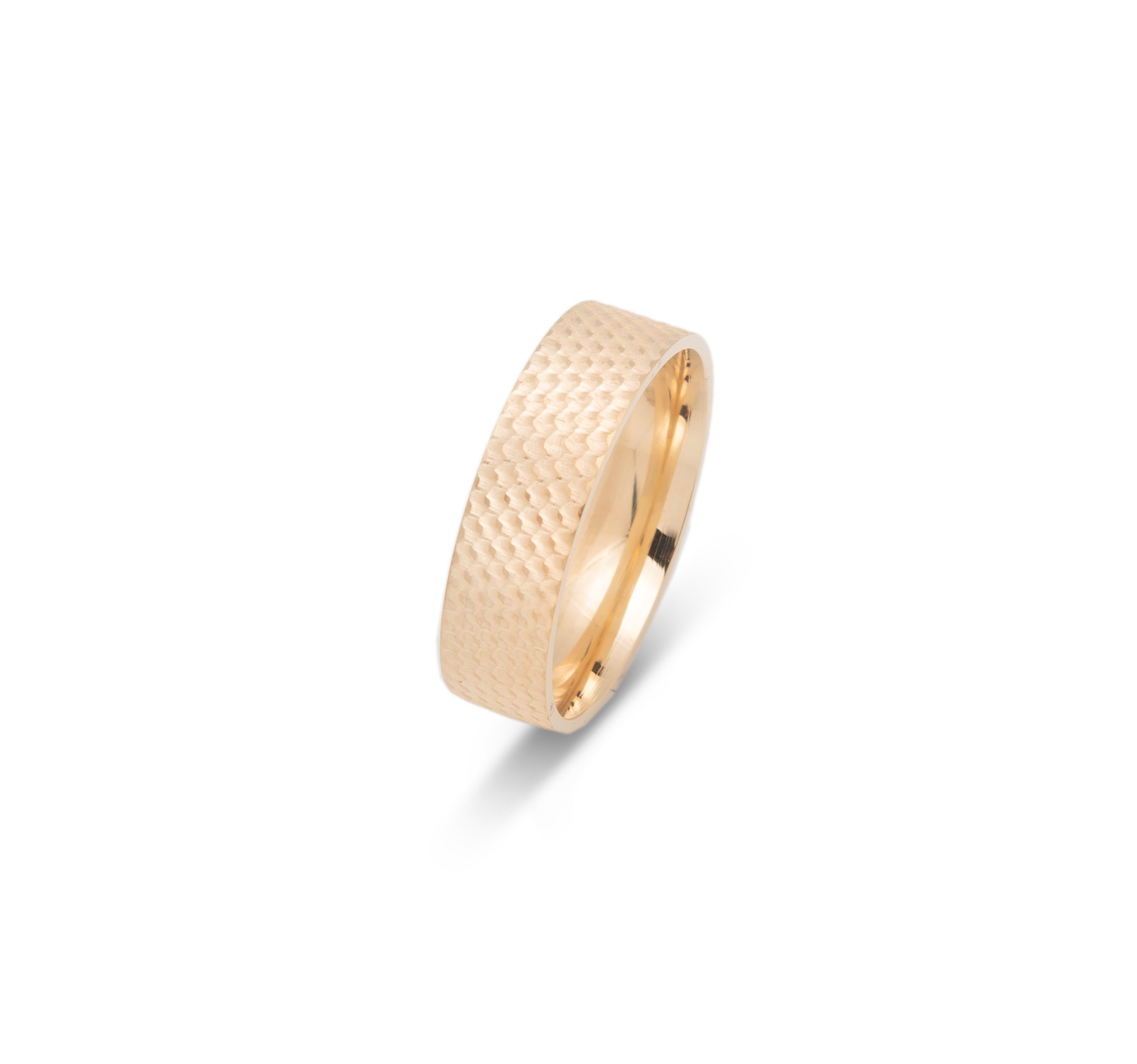 Bague jonc - Or 10K motif nid d'abeille texturé 6mm - RIG614