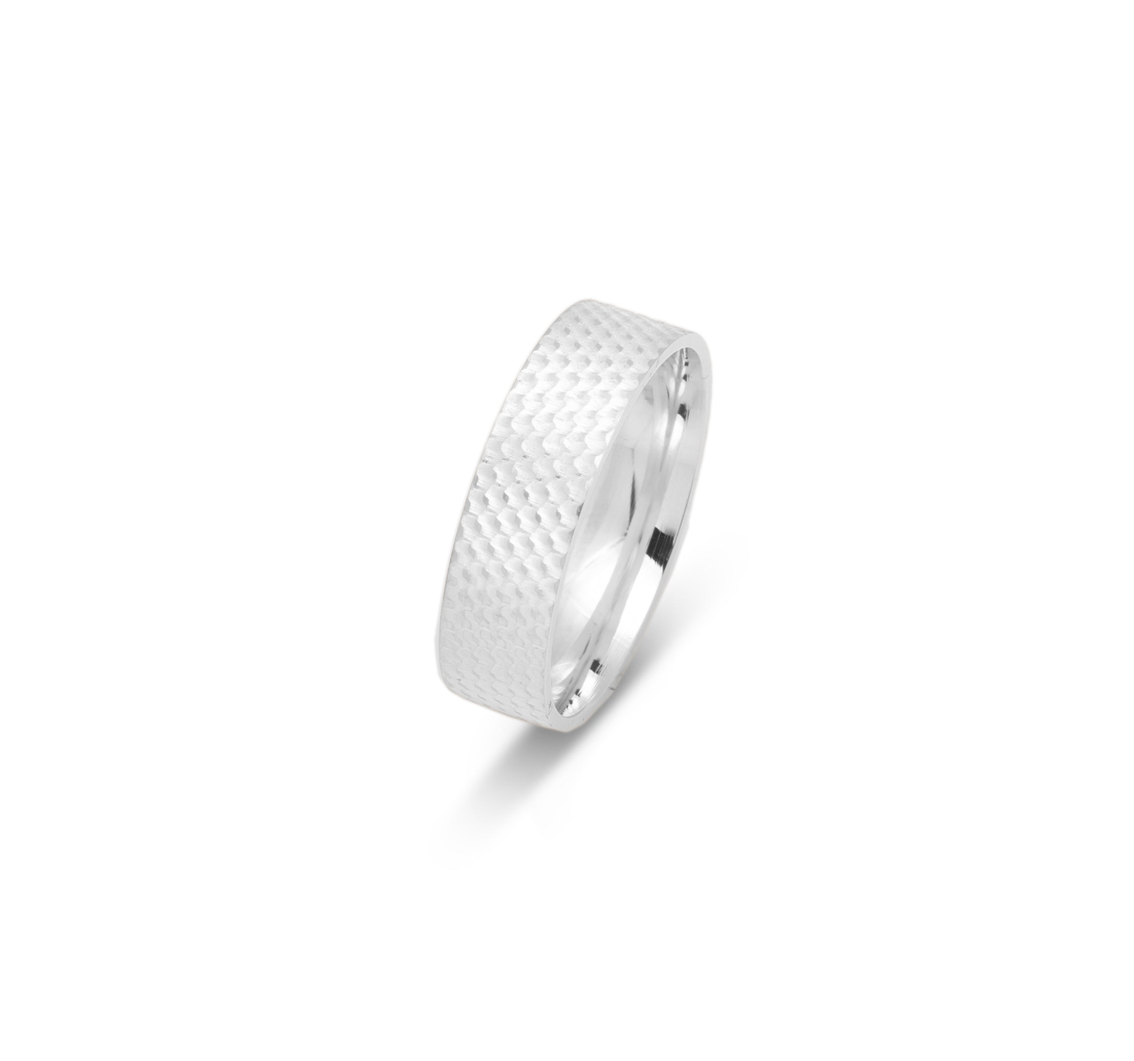 Bague jonc - Or 10K motif nid d'abeille texturé 6mm - RIG614