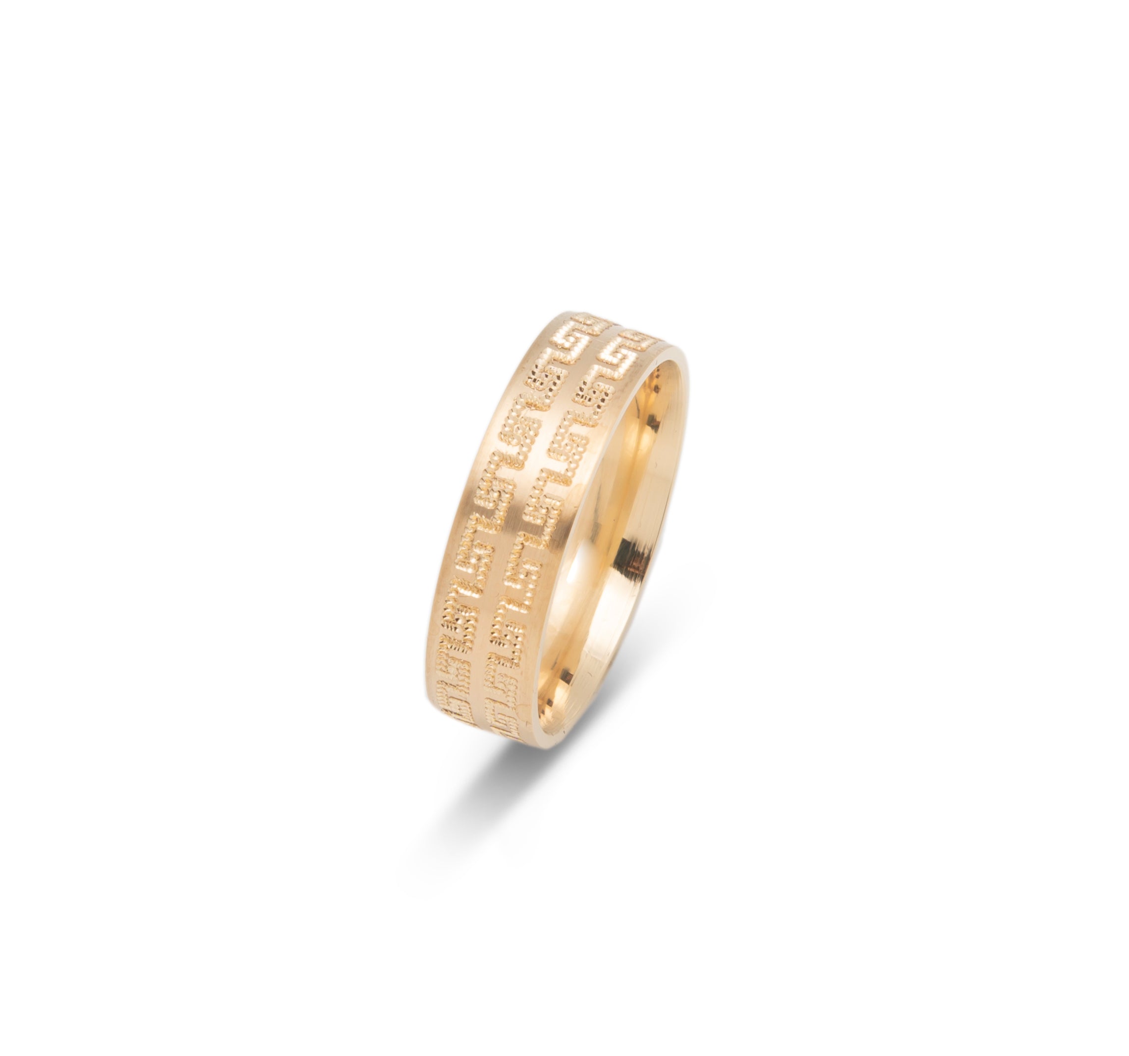 Wedding Band Ring - 10K Gold Large Double Greek Key 6mm - RIG617