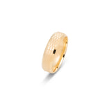 Bague jonc - Or 10K finition ciselée & rebords brillantes 6mm - RIG618
