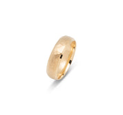 Wedding band ring - 10K Gold hammered finish & polished edges 6mm - RIG622