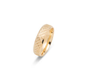 Wedding Band Ring - 10K Gold with lattice design & 6mm shiny edges - RIG624