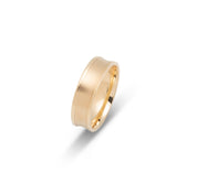 Wedding band ring - 10K gold satin finish & polished curved edges 6mm - RIG625