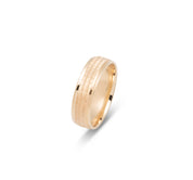 Wedding band ring - Chased 10K gold & polished rounded edges 6mm - RIG627