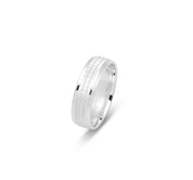 Wedding band ring - Chased 10K gold & polished rounded edges 6mm - RIG627