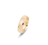 Ring - 10K Gold diagonal stripes and bevelled grooves 6mm - RIG629
