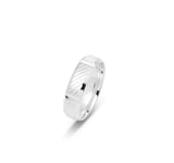Bague jonc - Or 10K rayures diagonales et rainures biseautées 6mm - RIG629
