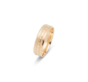 Wedding Band Ring - 10K Gold with geometrical pattern & millegrain 6mm - RIG630