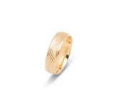 Bague jonc - Or 10K lignes diagonal & rebords brillantes 6mm - RIG633