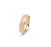Wedding Band Ring - 10K Gold half satin & textured finish with millegrain groove 6mm - RIG636