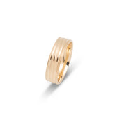 Wedding Band Ring - 10K Gold three textured rows & millegrain 6mm - RIG639