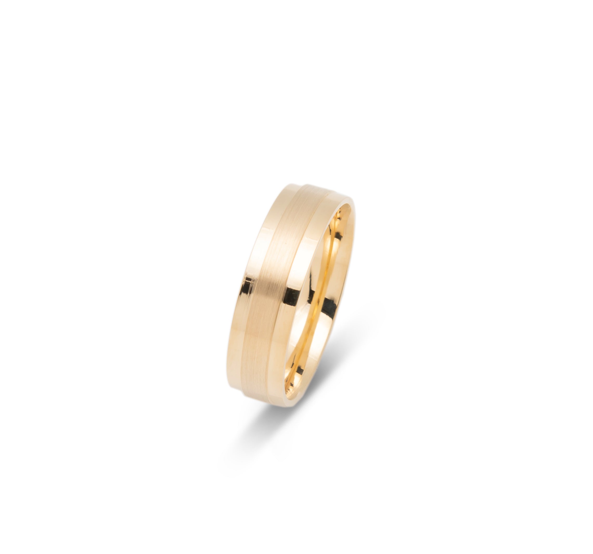Ring - 10K Gold satin finish & polished edges 6mm - RIG642