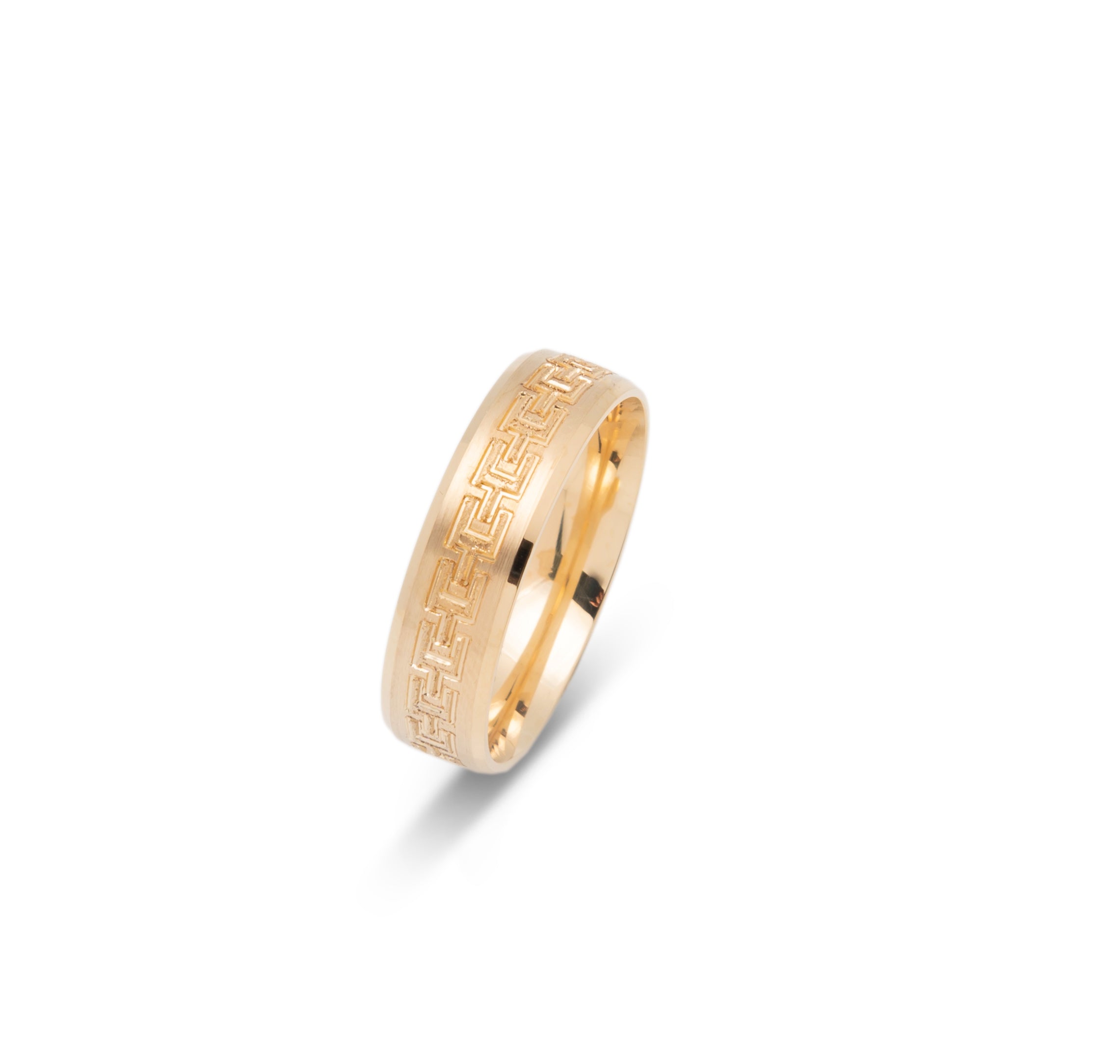 Wedding Band Ring - 10K Gold Greek Style 6mm - RIG648