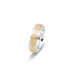 Bague jonc - Or 10K deux tons jaune & blanc ligne en millegrain, rainures & bords polis 6mm - RIG665
