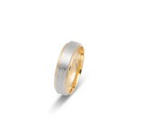 Bague jonc - Or 10K deux tons jaune & blanc motif de tresse & bords millegrain 6mm - RIG692