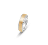 Bague jonc - Or 10K deux tons jaune & blanc motif de tresse & bords millegrain 6mm - RIG693