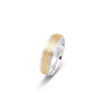 Bague jonc - Or 10K deux tons jaune & blanc pièces de casse-têtes & bords millegrain 6mm - RIG697