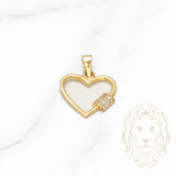 Pendentif - Or 18K jaune carabiner en forme de coeur pavé cz - PEG560