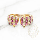 Bague - Or 14K jaune ouverte sertie de rubis 0.30CT & diamants naturels 0.12CT - RIGD075