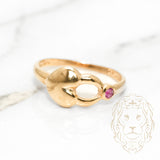 Bague - Or 14K jaune cadenas en forme de cœur avec rubis 0.04CT - RIG571