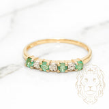 Bague - Or 10K jaune sertie d'émeraudes coupe brillant 0.12CT & diamants naturels 0.08CT - RIGD084