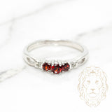 Bague de fiançailles - Or 10K blanc trinité grenat coupe brillant 0.15CT & diamants naturels 0.04CT - RIGD090