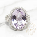 Bague cocktail - Or 14K blanc halo améthyste 10.00CT & pavé de diamants naturels 1.00CT - RIGD092