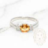 Bague de fiançailles - Or 10K blanc trinité citrine coupe brillant 0.80CT & diamants naturels 0.10CT - RIGD097