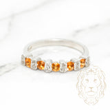 Bague - Or 18K blanc semi-éternité sertie de citrines 0.42CT & diamants naturels 0.07CT - RIGD099