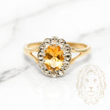 Bague de fiançailles - Or 10K deux tons jaune & blanc halo citrine coupe ovale 1.20CT & pavé de diamants naturels 0.07CT - RIGD101