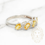 Bague - Or 10K blanc citrines coupe ovale 0.75CT & pavé de diamants naturels 0.15CT - RIGD105