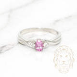 Bague de fiançailles - Or 10K blanc trinité topaze rose coupe ovale 0.25CT & diamants naturels 0.08CT - RIGD111