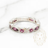 Bague - Or 14K blanc éternité sertie de améthystes 2.00CT & diamants naturels 0.08CT - RIGD120