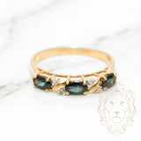 Bague - Or 10K jaune sertie de saphirs coupe ovale 0.35CT & diamants naturels coupe brillant 0.10CT - RIGD136