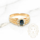 Bague de fiançailles - Or 10K jaune saphir coupe marquise 0.20CT & diamants naturels coupe brillant 0.15CT - RIGD137