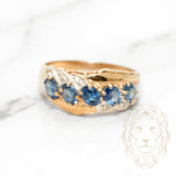 Bague - Or 10K deux tons jaune & blanc sertie de saphirs coupe ovale 0.60CT & diamants naturels 0.08CT - RIGD138