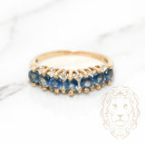 Bague - Or 10K jaune pyramide sertie de saphirs coupe brillant 1.20CT & diamants naturels 0.20CT - RIGD139