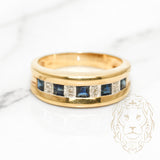 Bague - Or 10K deux tons jaune & blanc sertie de saphirs coupe princesse 0.20CT & diamants naturels 0.18CT - RIGD140
