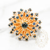 Bague cocktail - Or 14K jaune fleur épanouie sertie de saphirs 1.00CT - RIG573