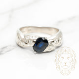 Bague de fiançailles - Or 14K blanc twist saphir coupe ovale 0.80CT & diamants naturels 0.20CT - RIGD147