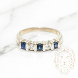 Bague - Or 14K blanc sertie de saphirs 0.15CT & diamants naturels 0.10CT coupe brillant - RIGD148