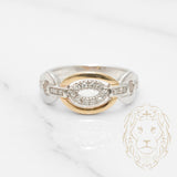 Bague - Or 10K deux tons blanc & jaune maillons pavé de diamants naturels 0.15CT - RIGD151