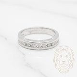 Bague jonc - Or 14K blanc semi-éternité diamants naturels 0.30CT sertis en canal - RIGD152