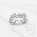 Bague cocktail - Or 18K blanc grappe de diamants naturels 0.45CT empilés - RIGD153