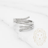 Bague - Or 18K blanc bandes enveloppantes pavé de diamants naturels 0.15CT - RIGD154