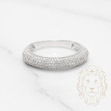 Bague - Or 14K blanc semi-éternité micro-pavé de diamants naturels 0.50CT - RIGD155