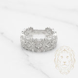 Bague - Or 14K blanc éternité fleurs pavé de diamants naturels 1.00CT - RIGD157