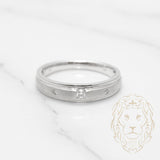 Bague jonc - Or 10K blanc trois pierres diamants naturels coupe brillant 0.08CT - RIGD158